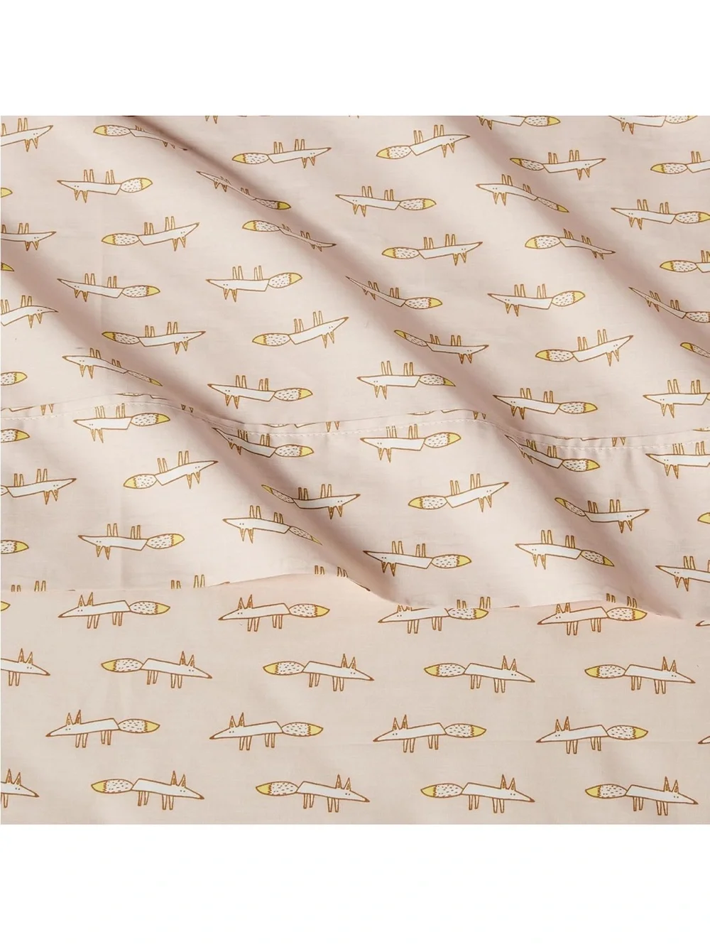 NWT Amazon Basics 100% Organic Cotton Sheet Set with Pillowcase Pale Pink Fox!